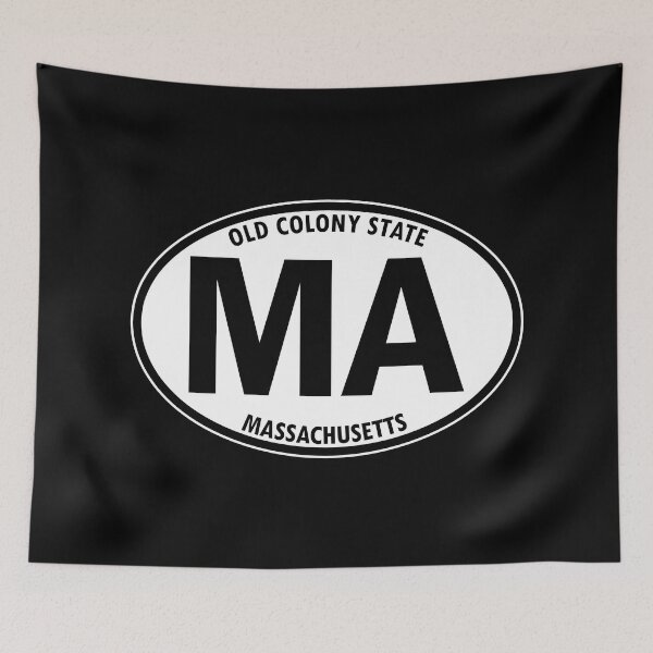 Item preview, Massachusetts, MA, Old Colony State - State Abbreviation and Motto Oval Travel Bumper Sticker for your Car or Luggage.  designed and sold by BBTravels.
