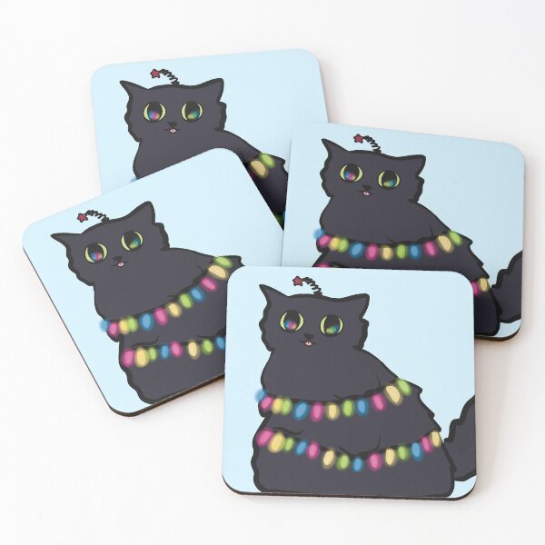 Item preview, black cat in christmas lights designed and sold by missluludraws.