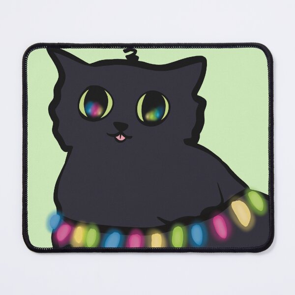 Item preview, black cat in christmas lights designed and sold by missluludraws.