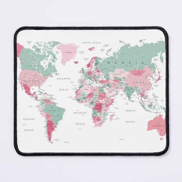 Item preview, Map of the World in Pink and Mint Green designed and sold by UrbanEpiphany.