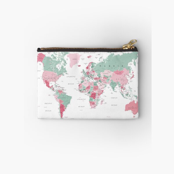 Item preview, Map of the World in Pink and Mint Green designed and sold by UrbanEpiphany.