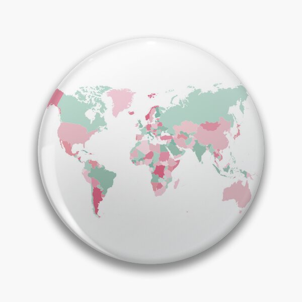 Item preview, Map of the World in Pink and Mint Green designed and sold by UrbanEpiphany.