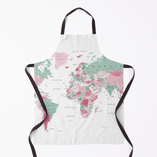 Item preview, Map of the World in Pink and Mint Green designed and sold by UrbanEpiphany.