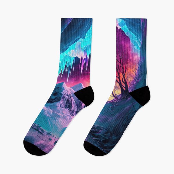 Item preview, Ice cave with aurora borealis in the arctic and magic between rocks and mountains designed and sold by Paraverse.