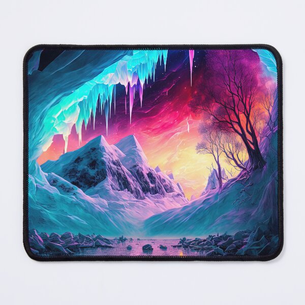 Item preview, Ice cave with aurora borealis in the arctic and magic between rocks and mountains designed and sold by Paraverse.
