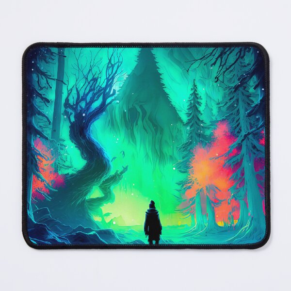 Item preview, Magical ice forest with aurora borealis in the arctic and magic between rocks and mountain designed and sold by Paraverse.