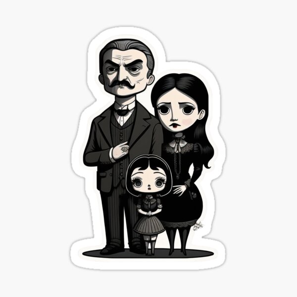 Sticker for Sale avec l'œuvre « Mercredi Addams Film Mercredi Fans Cadeau  Addams Film Marchandise Pour Femme (Mercredi Noir) » de l'artiste Triifx