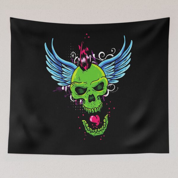 Item preview, Cool punk rock flying colorful skull designed and sold by AEROSPACE-IND.
