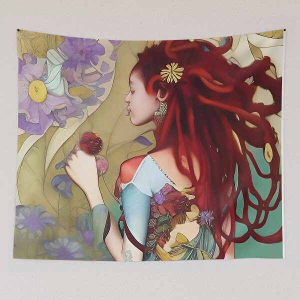 Aperçu de l'œuvre Belles femmes dreadlocks fleurs bohème hippie créée et vendue par ZiolaRosa.