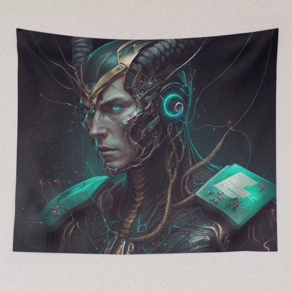 Item preview, Cybernetic Cyborg Inspired Loki, Midjourney AI designed and sold by AICreateWorlds.
