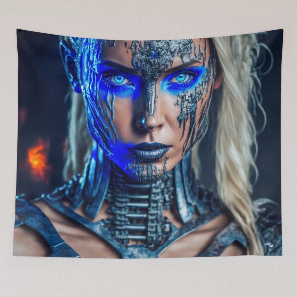 Item preview, Cybernetic Beautiful Woman in Blue designed and sold by AICreateWorlds.