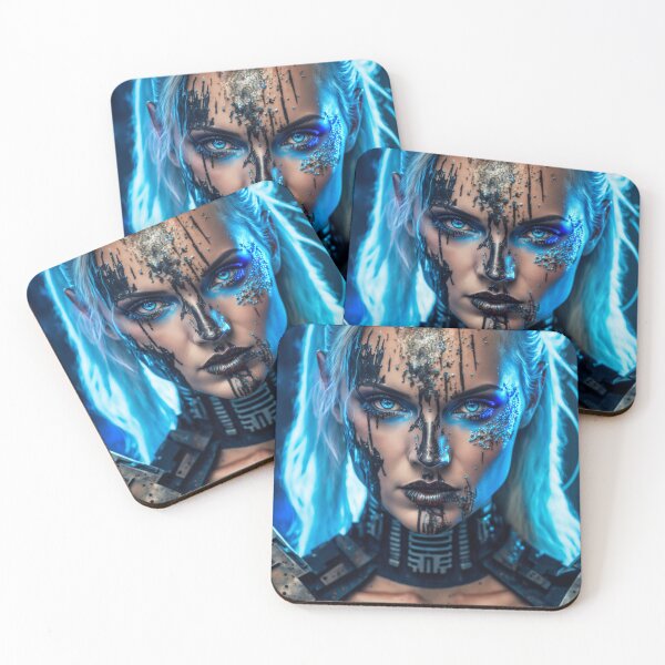 Item preview, Strong Female Cyborg in Blue designed and sold by AICreateWorlds.