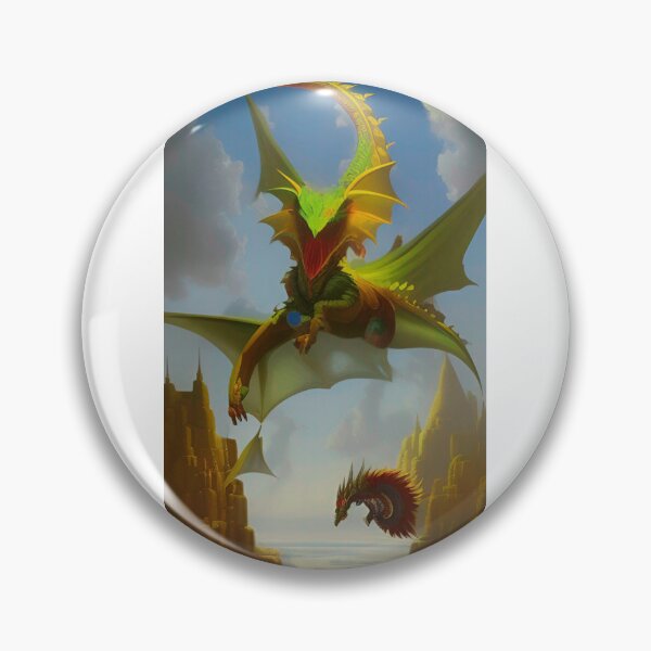 Item preview, green dragon flying over an ancient city designed and sold by Saral99.