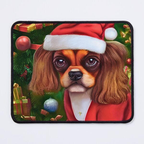 Item preview, Christmas English Toy Spaniel Wearing A Santa Hat designed and sold by ZenEverAI.