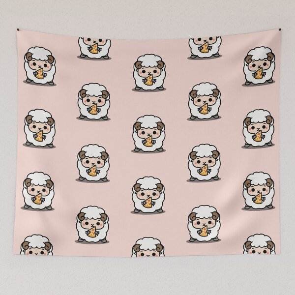 Item preview, Cute Little Sheep Eating Pizza designed and sold by HappyDoodlen.