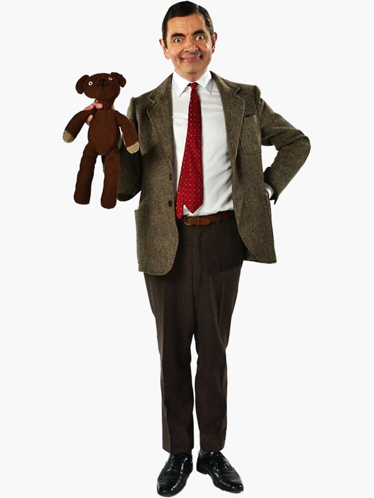 Mr Bean Funny Mr Ben with Teddy Bear Sticker for Sale by streetzrart Redbubble