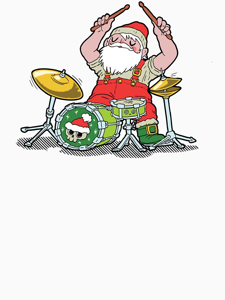 Disover Santa's Sleighers Christmas Band - Santa Drummer Baseball Tee