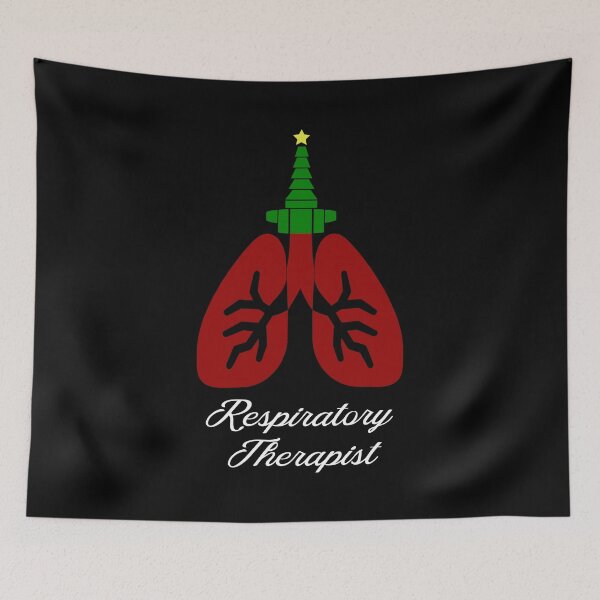 Item preview, Oxygen Christmas Tree with Lung, Respiratory Therapist Christmas, Black Background designed and sold by BearAndCat.