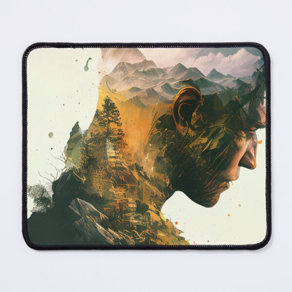 Item preview, Man Double Exposed Against the Mountains designed and sold by TortillaChief.