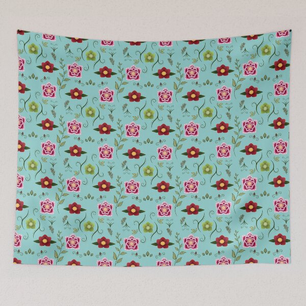 Item preview, Hellebore Garden Pattern in Bright Blue designed and sold by PaperRain.