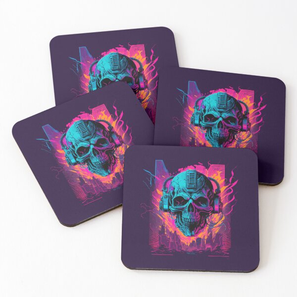 Item preview, Synthwave Cyberpunk Skull Explosion designed and sold by ChasmicArt.