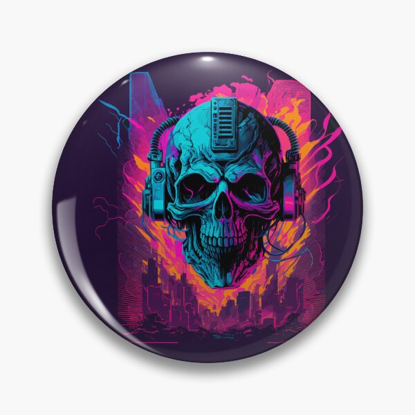 Item preview, Synthwave Cyberpunk Skull Explosion designed and sold by ChasmicArt.