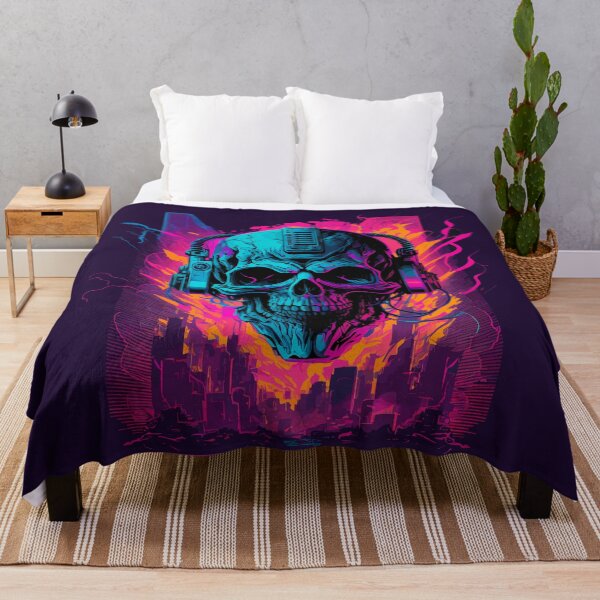 Item preview, Synthwave Cyberpunk Skull Explosion designed and sold by ChasmicArt.