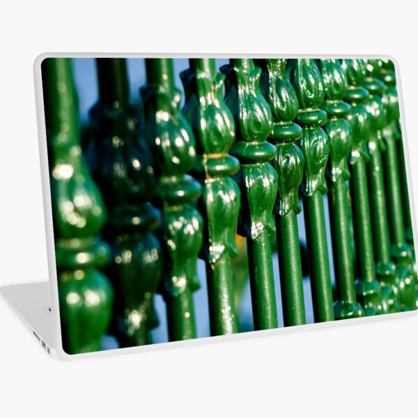 Emerald Green Gate with Tulip Architectural Details Photograph  Laptop Skin