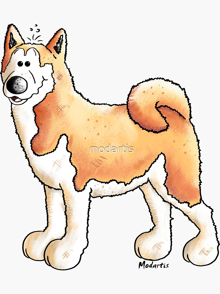 "Fluffy Akita Dog Cartoon - Dogs - Akitas - Gift" Sticker for Sale by