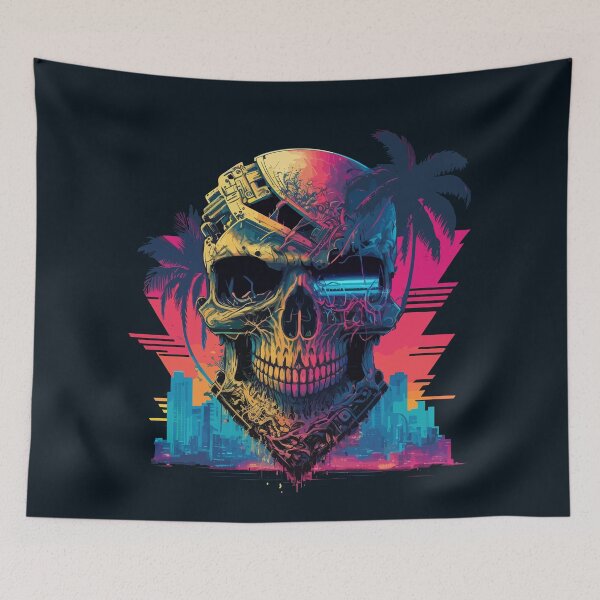 Item preview, Miami synthwave skull designed and sold by ChasmicArt.