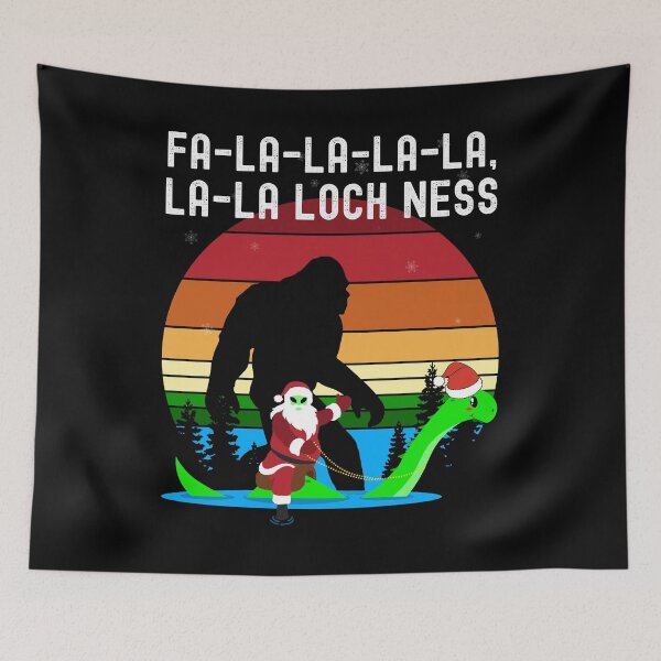 Item preview, Fa La La La La La La Loch Ness Kawaii Christmas Alien Santa Sunset Bigfooted Funny Humor  designed and sold by FlorenciaBliss.