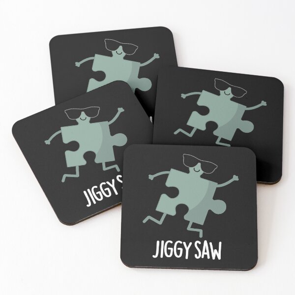 Item preview, Jiggy Saw Funny Dancing Jigsaw Puzzle Pun (Dark BG) designed and sold by punnybone.