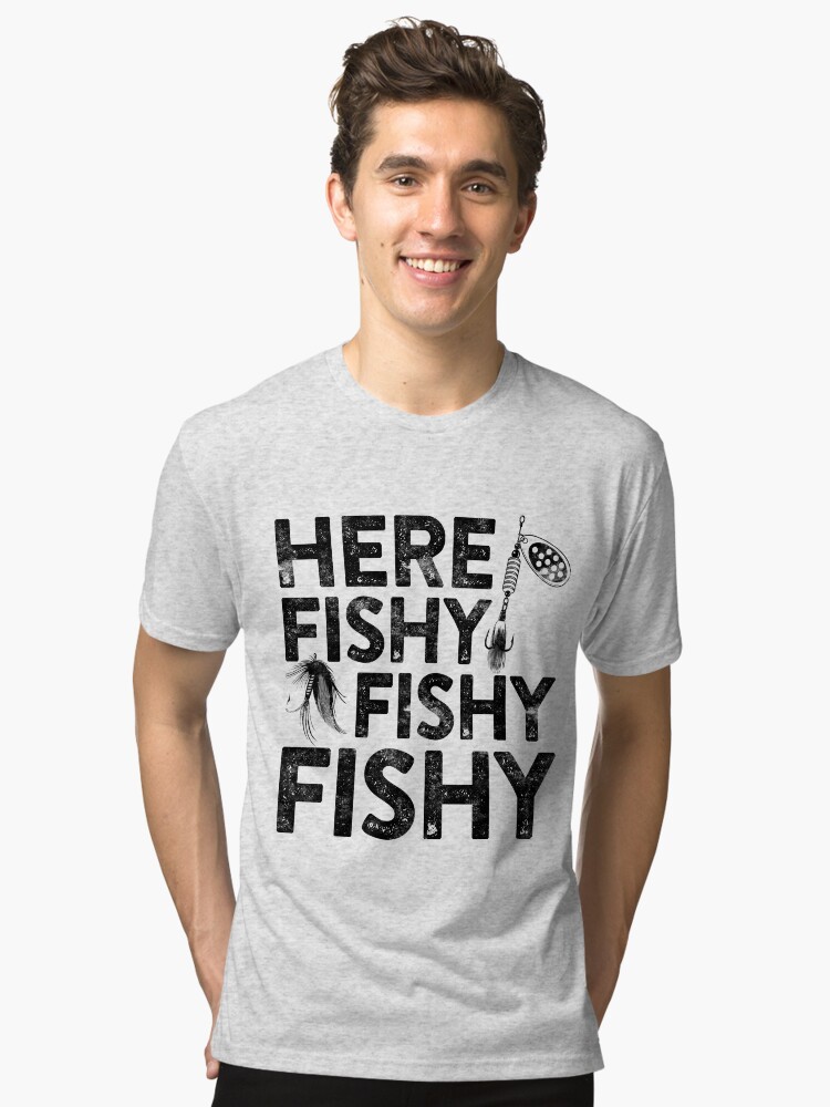 Thumbnail 1 of 7, Tri-blend T-Shirt, Here Fishy Fishy Fishy designed and sold by deepstone.