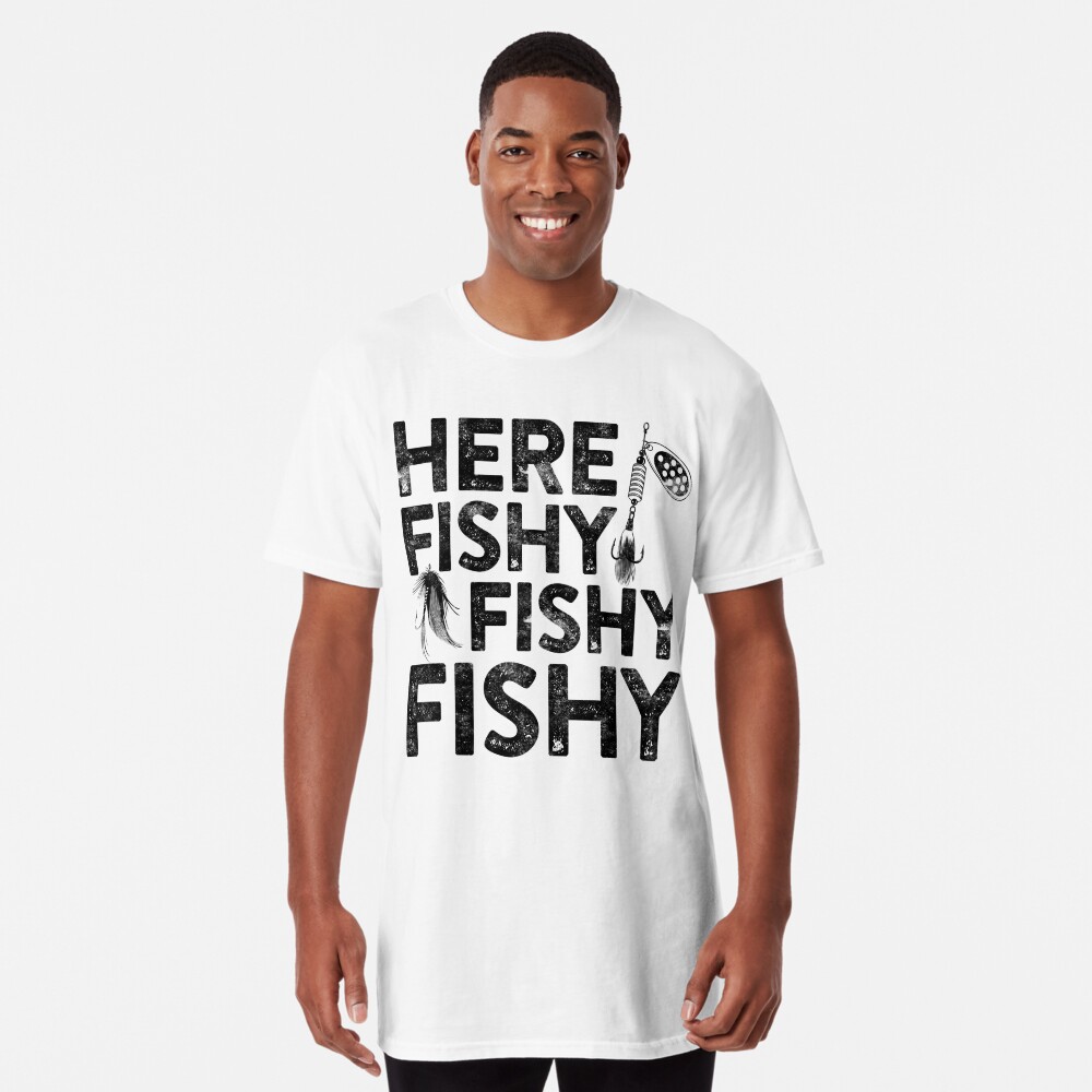  Here Fishy Fishy Fishy T shirt Men Women Kids Fishing Boys :  Clothing, Shoes & Jewelry
