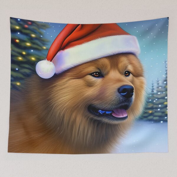 Item preview, Christmas Eurasier Wearing A Santa Hat designed and sold by ZenEverAI.