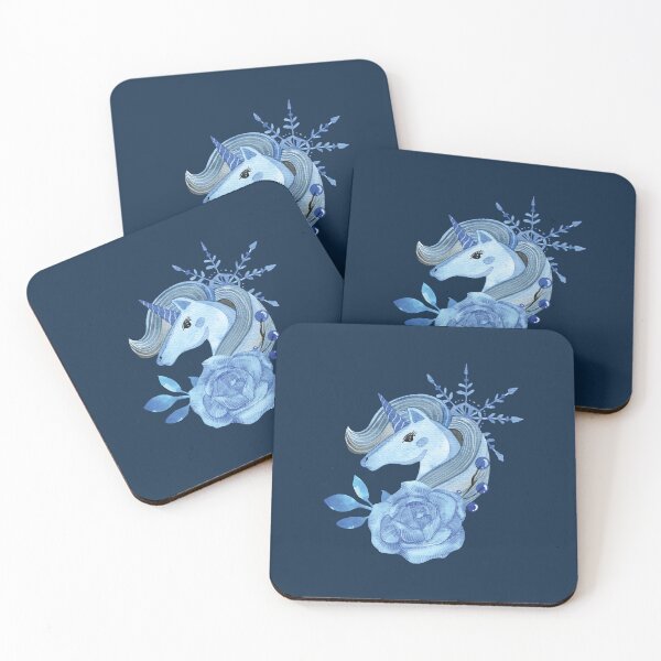 Item preview, Azure blue watercolor unicorn designed and sold by pinkyfish1010.