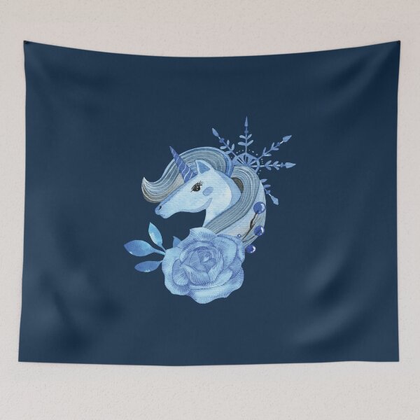 Item preview, Azure blue watercolor unicorn designed and sold by pinkyfish1010.
