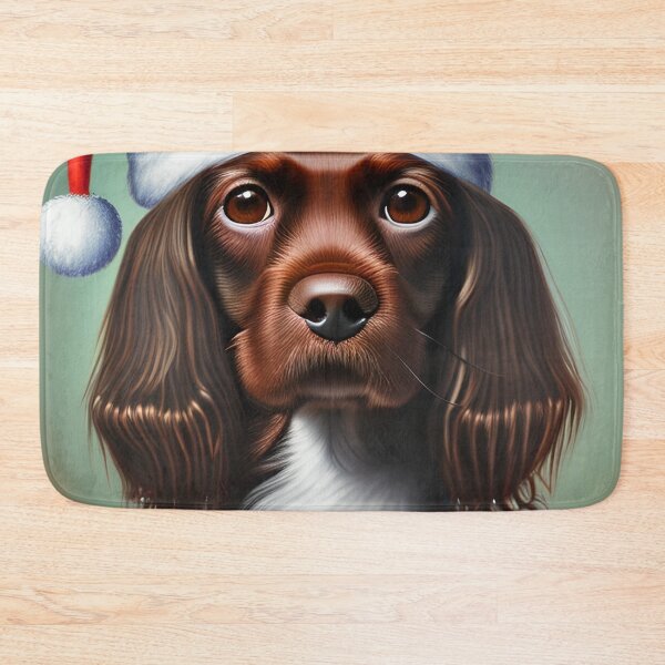 Item preview, Christmas Field Spaniel Wearing A Santa Hat designed and sold by ZenEverAI.