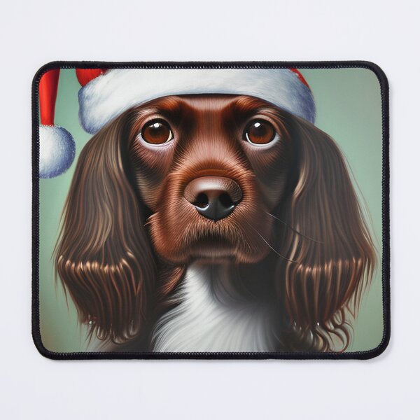 Item preview, Christmas Field Spaniel Wearing A Santa Hat designed and sold by ZenEverAI.