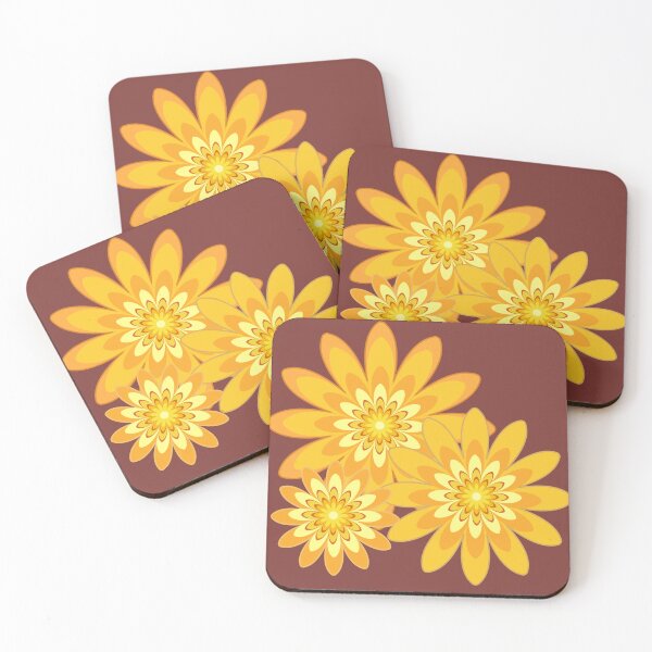 Item preview, golden yellow floral pattern modern design brown designed and sold by Bakkia.