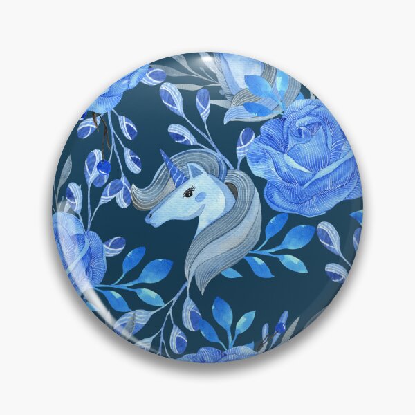 Item preview, Blue floral unicorn pattern designed and sold by pinkyfish1010.