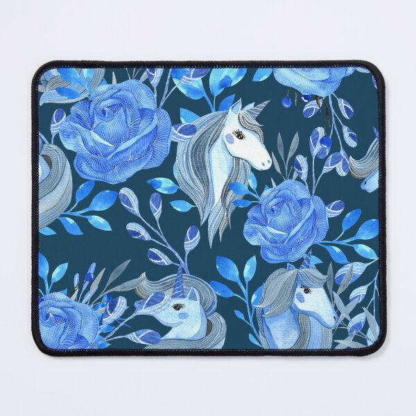 Item preview, Blue floral unicorn pattern designed and sold by pinkyfish1010.