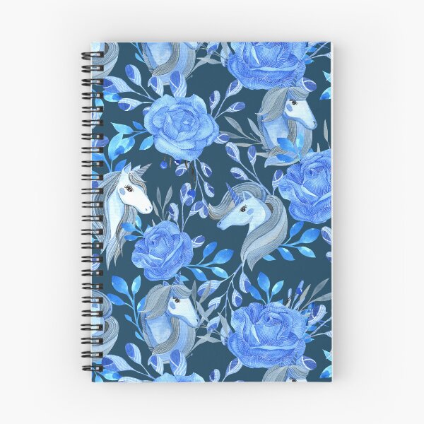 Item preview, Blue floral unicorn pattern designed and sold by pinkyfish1010.