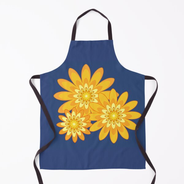 Item preview, golden yellow floral pattern modern design navy blue designed and sold by Bakkia.