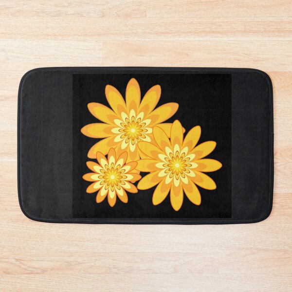 Item preview, golden yellow floral pattern modern design black designed and sold by Bakkia.