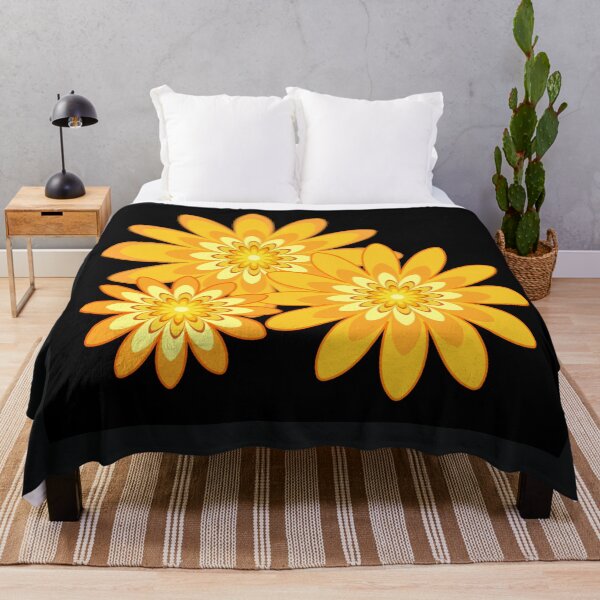 Item preview, golden yellow floral pattern modern design black designed and sold by Bakkia.