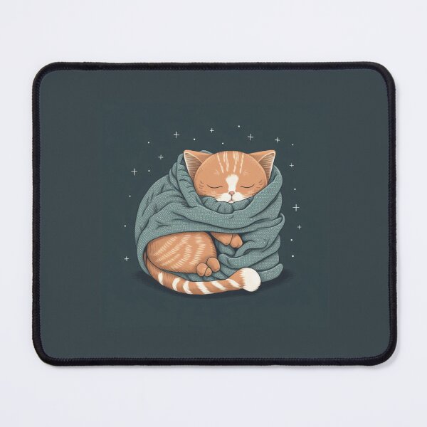 Item preview, tabby eepy kitten wrapped in a greenish blue blanket designed and sold by lysabird.