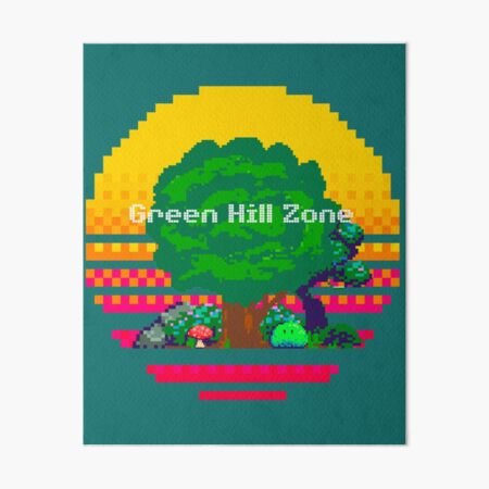 Sonic Green Hill Zone Watercolor Painting Reproduction Print