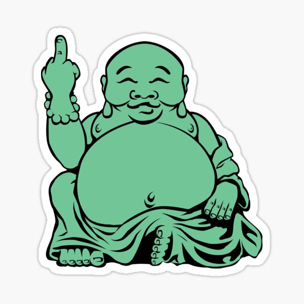 Jolly Fat Jade Buddha Flipping The Bird Sticker