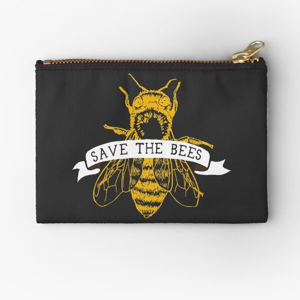 Save The Bees! (Dark) Zipper Pouch